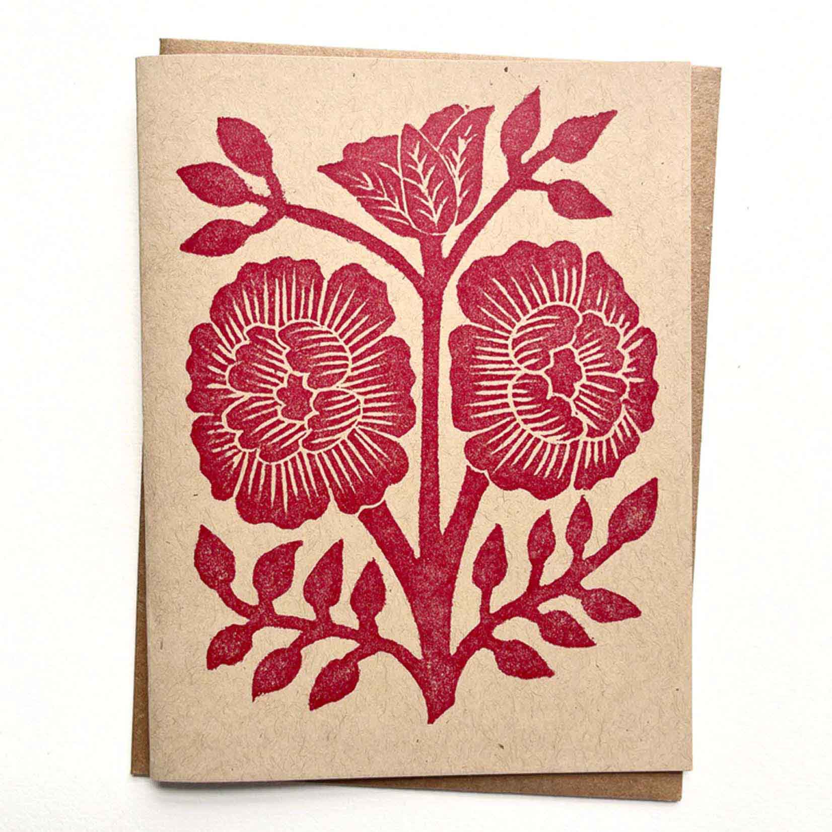 Katharine Watson Linoleumblockdruck Karte Grusskarte Blumen Linoldruck Linolschnitt