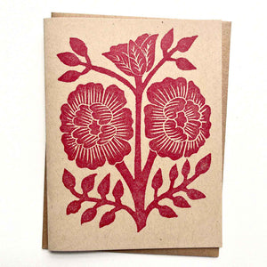 Katharine Watson Linoleumblockdruck Karte Grusskarte Blumen Linoldruck Linolschnitt