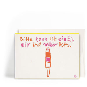 Werkstatt Höflich Letterpress Gestalten Postkarte Eis Sommer Baden Eiscreme