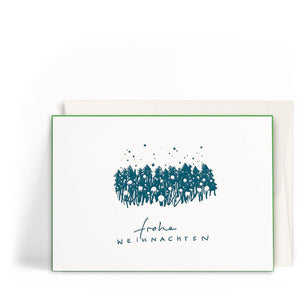 Werkstatt Höflich Letterpress Gestalten Postkarte Karte Frohe Weihnachten Wald Weihnachtskarte Grusskarte