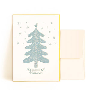 Werkstatt Höflich Letterpress Gestalten Postkarte Karte Frohe Weihnachten Tanne Wald Weihnachtskarte Grusskarte
