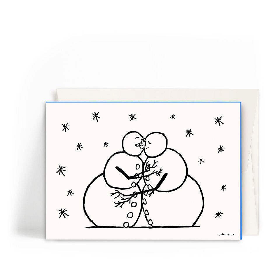 Werkstatt Höflich Letterpress Gestalten Postkarte Karte Schneeküsse Schneemann Küsse Liebe Weihnachtskarte Grusskarte