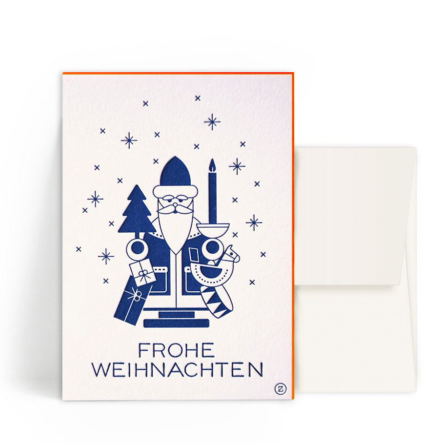 Werkstatt Höflich Letterpress Gestalten Postkarte Karte Grusskarte Nikolaus Frohe Weihnachten Grusskarte