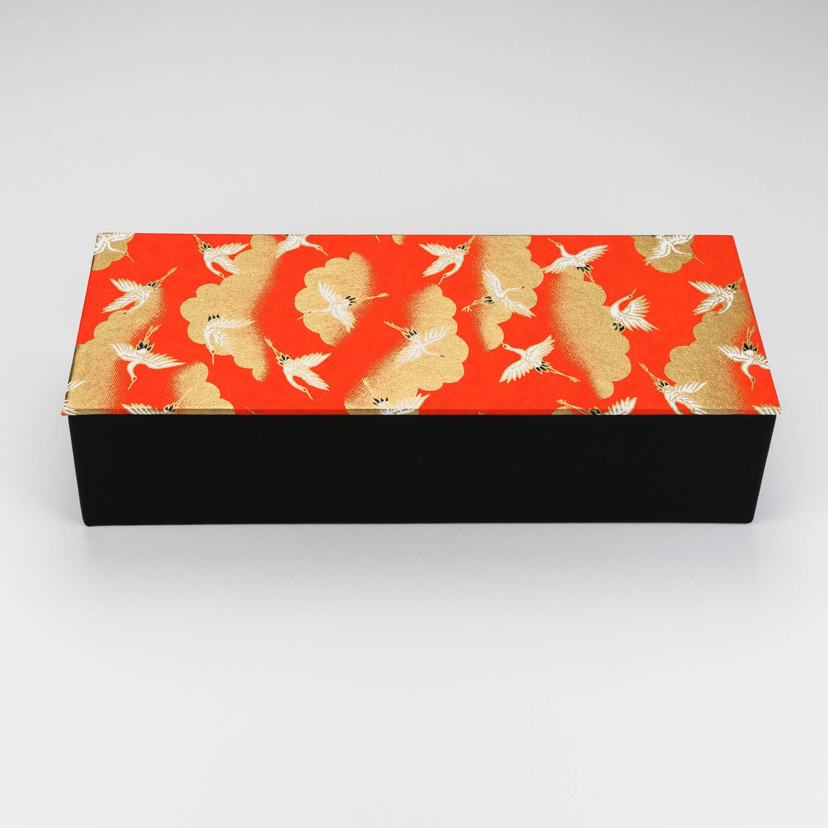 oh papier rechteckige Box Ablage Schachtel Kraniche Vögel Kranich aus japanischem Chiyogami Papier