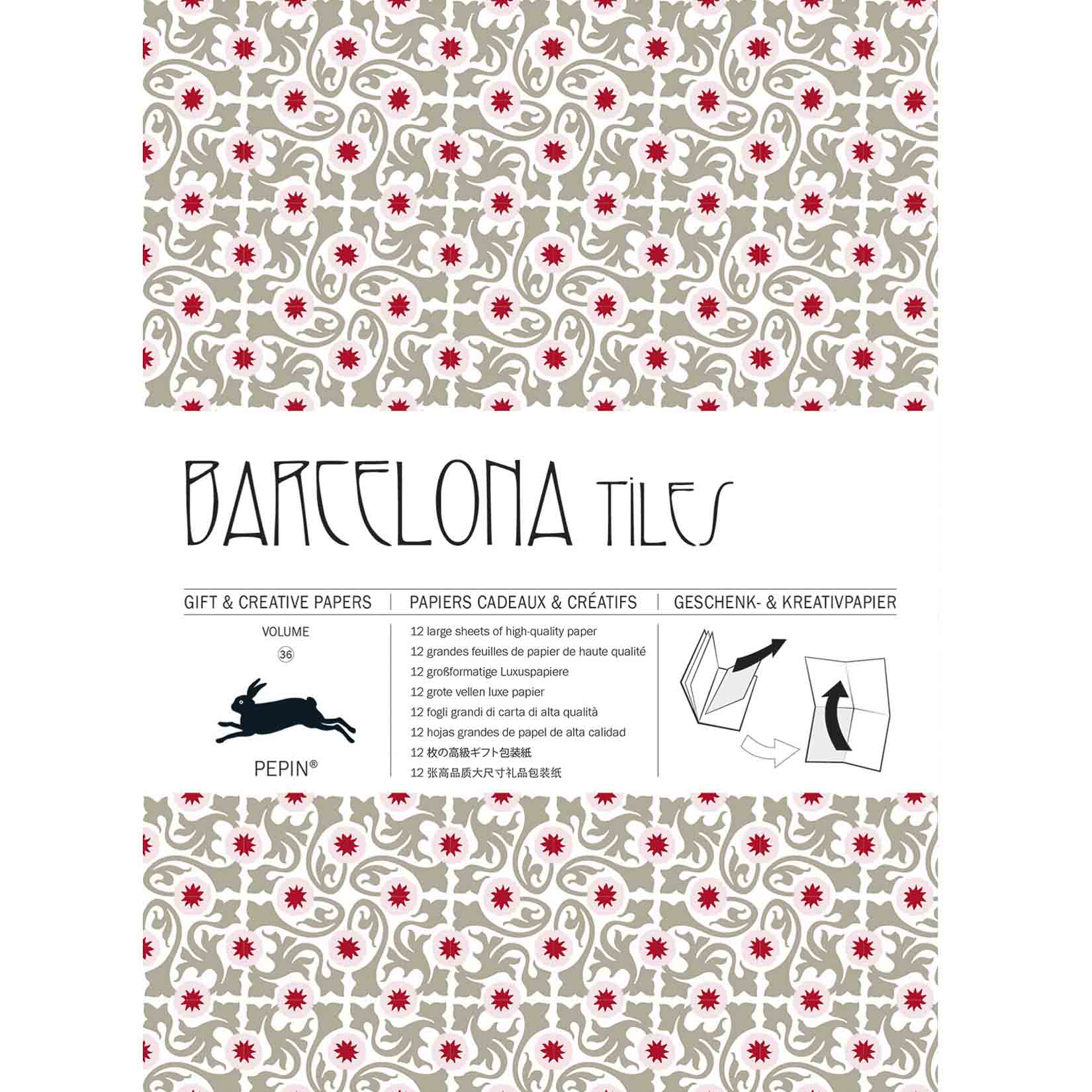 Pepin Press Geschenkpapierbuch Barcelona Tiles Fliesen Azulejos Gift & Creative Paper Book Kreativpapier Geschenkpapier Bastelbuch