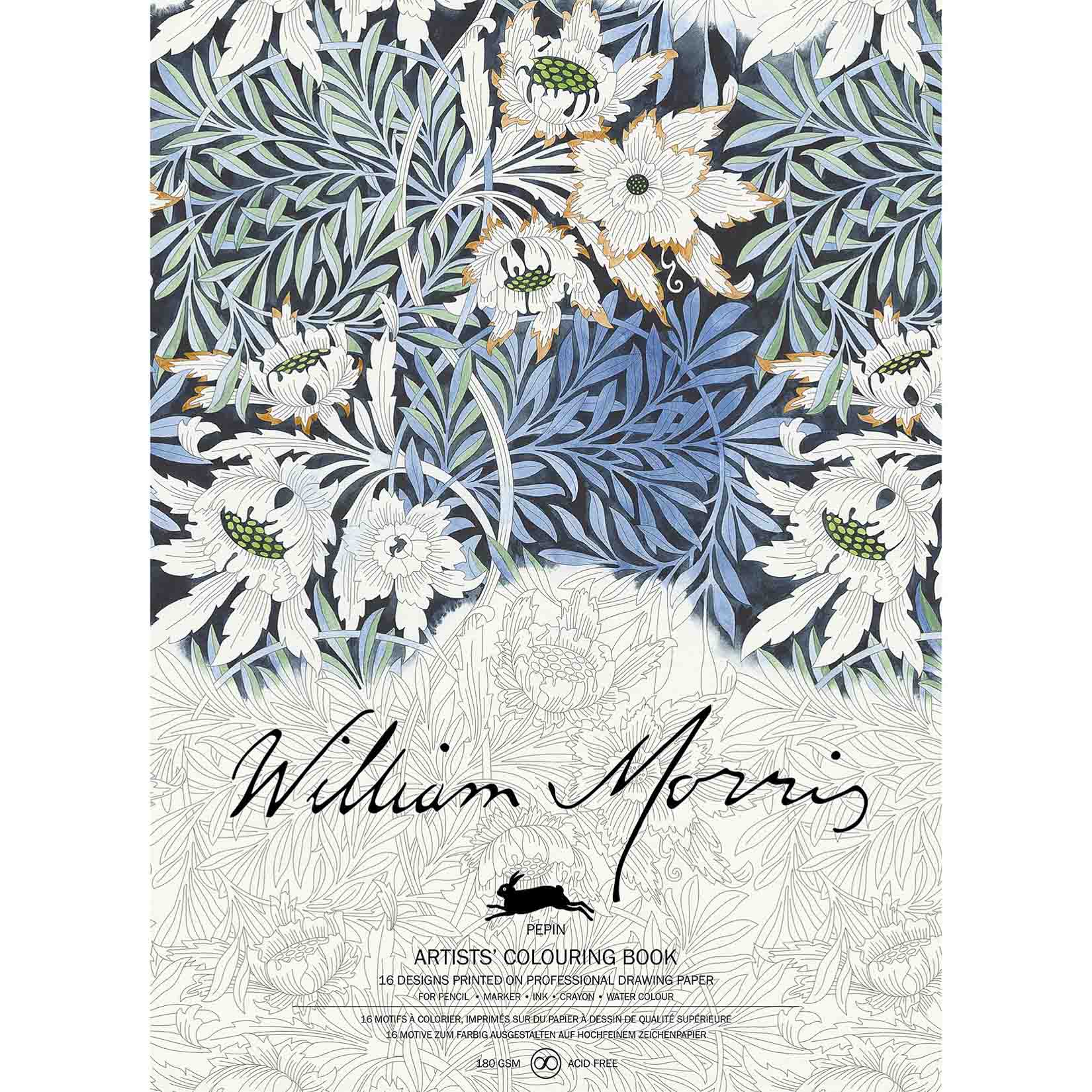 Pepin Press Malbuch William Morris Floral Blumen Artist Coloring Colouring Book Ausmalbuch Malen