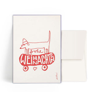 Werkstatt Höflich Letterpress Gestalten Postkarte Grusskarte Skateboard Dackel Weihnachtskarte Letterpress Weihnachten