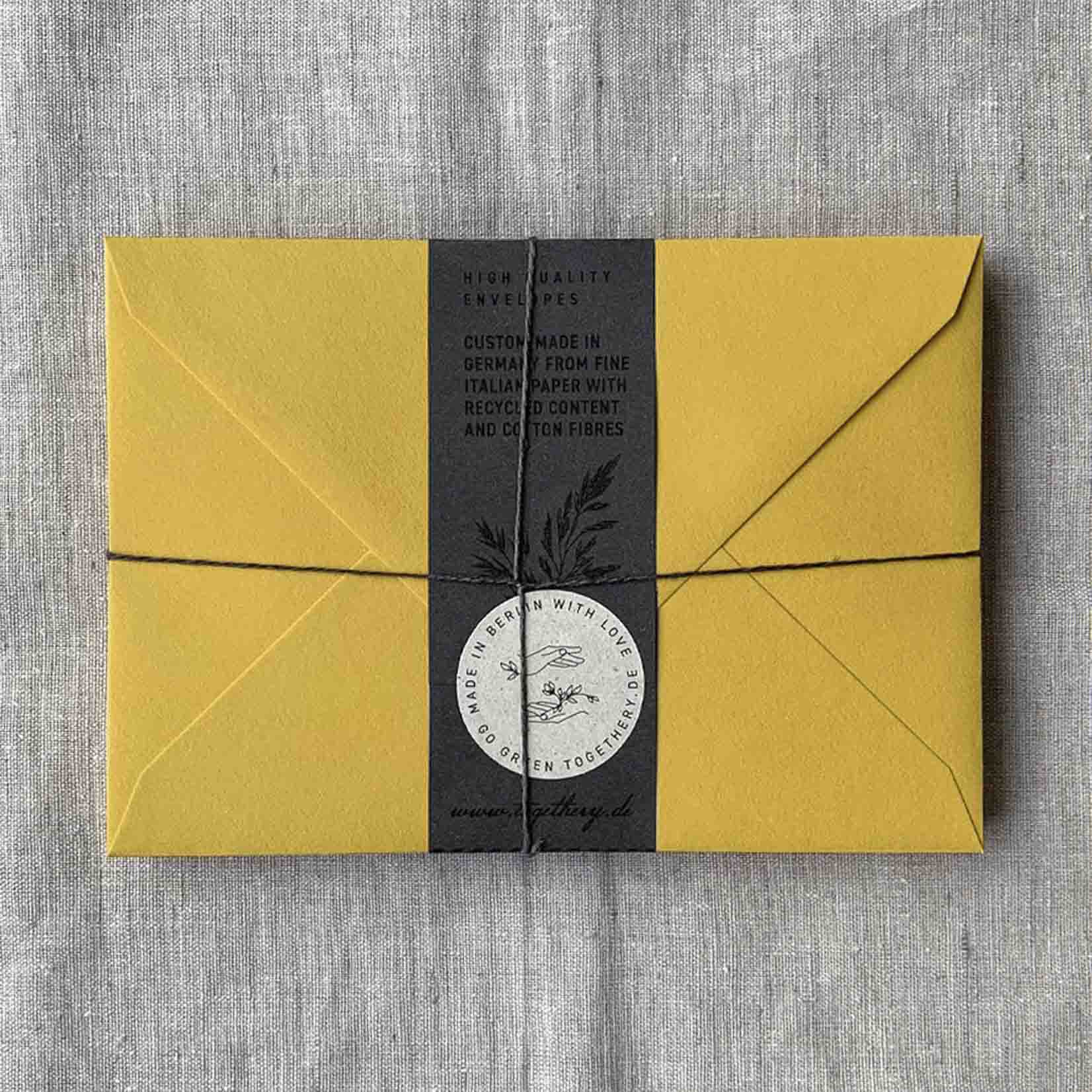 Togethery Risographie Riso Druck Briefkarten Set Briefset Karten Set Golden Amber Gold Sonnengelb