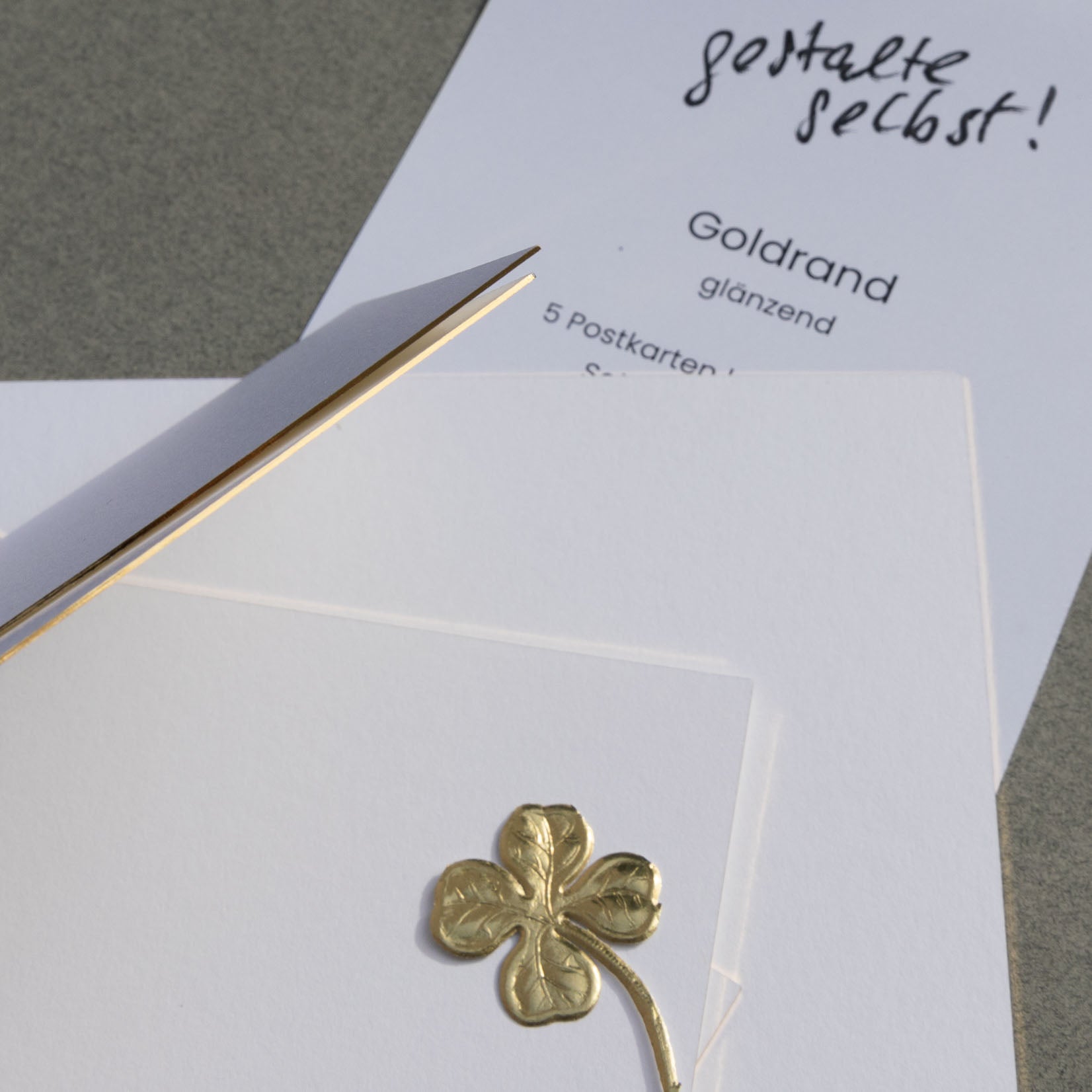 Werkstatt Höflich Letterpress Gestalten Postkarten Blanko Karten Farbschnitt gold